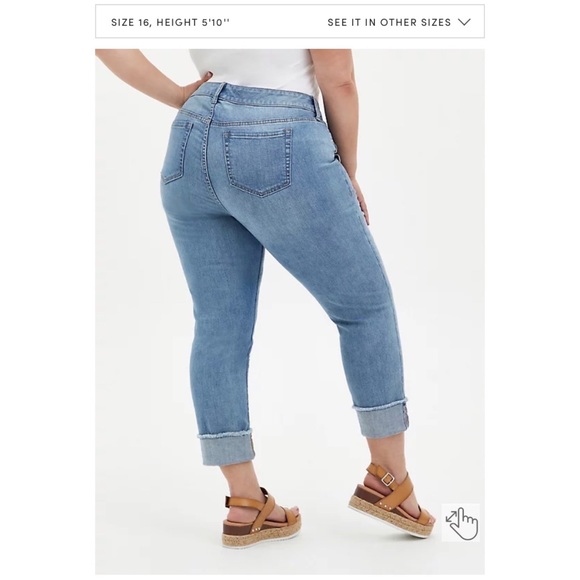 NEW Torrid 22 Crop Boyfriend Straight Vintage Stretch Mid-Rise Jean, Read Info - Picture 6 of 16